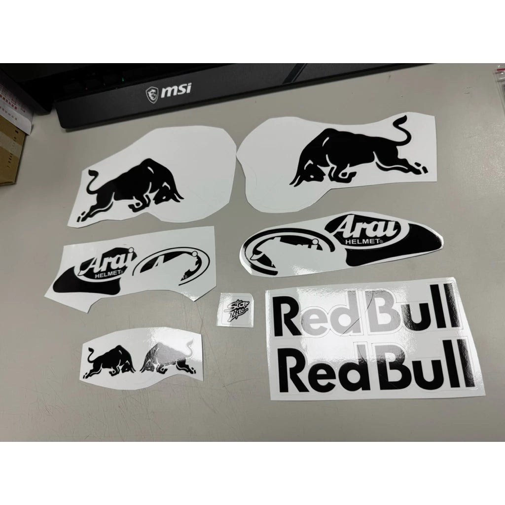 Arai RX7X 素色 黑白紅牛塗裝 選手彩繪 redbull 贊助商 頭盔 貼紙